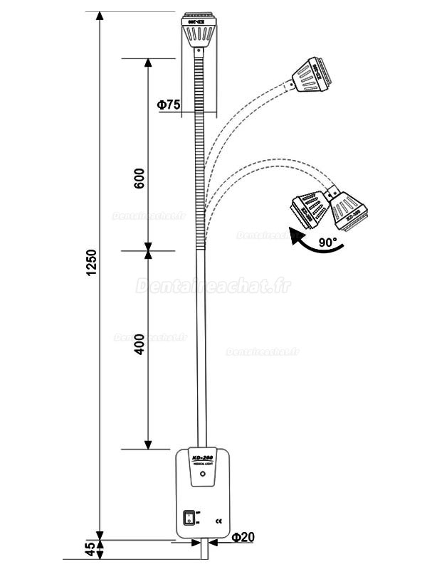 KWS KD-2035W-1 Lampe d'examen médical mobile à halogène de 35W