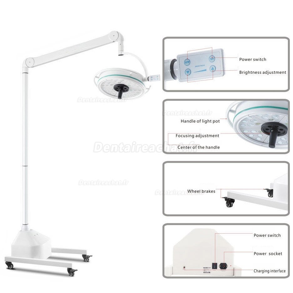 KWS KD-2036D-3 108W Mobile LED Shadowless Lampe d’examen médical chirurgical lumière