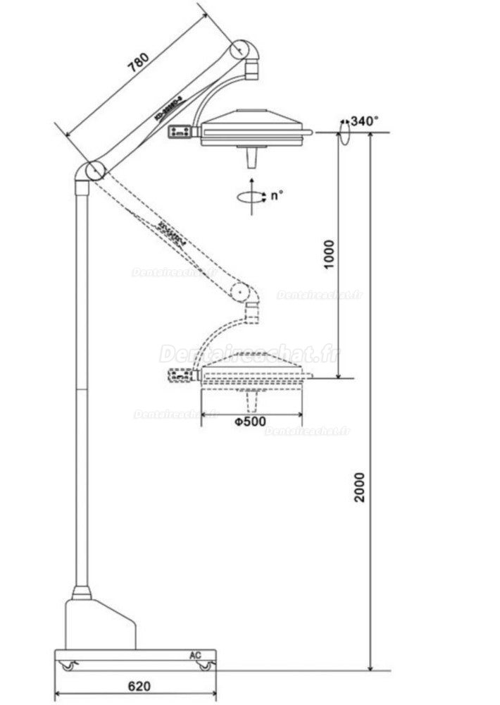 KWS KD-2036D-3 108W Mobile LED Shadowless Lampe d’examen médical chirurgical lumière