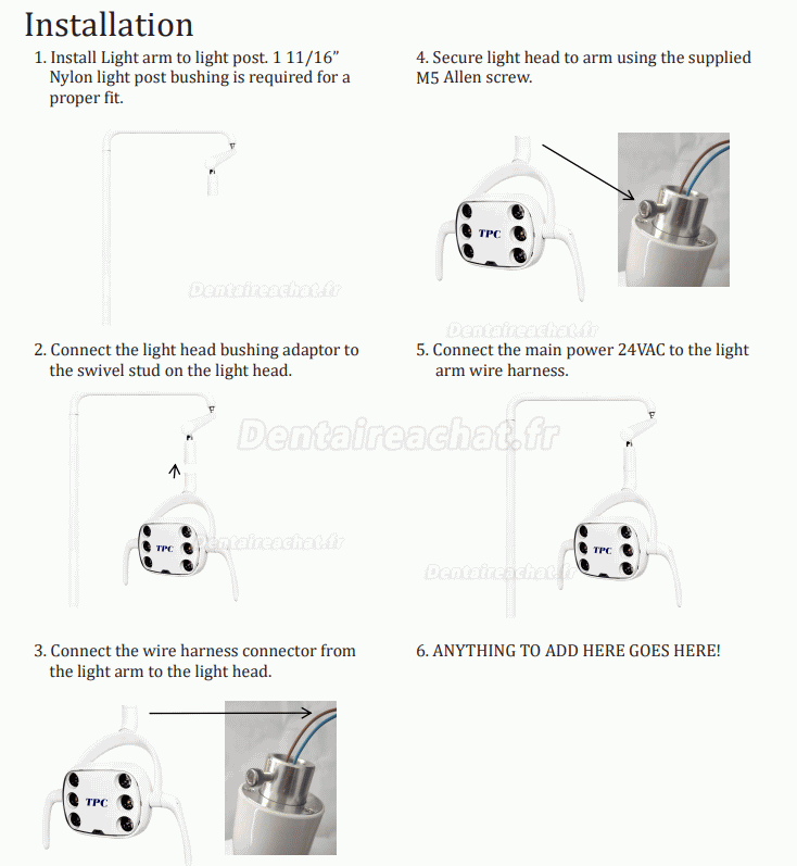 TPC L570-LED/L550-LED LED lampe scialytique opératoire dentaire avec capteur de mouvement