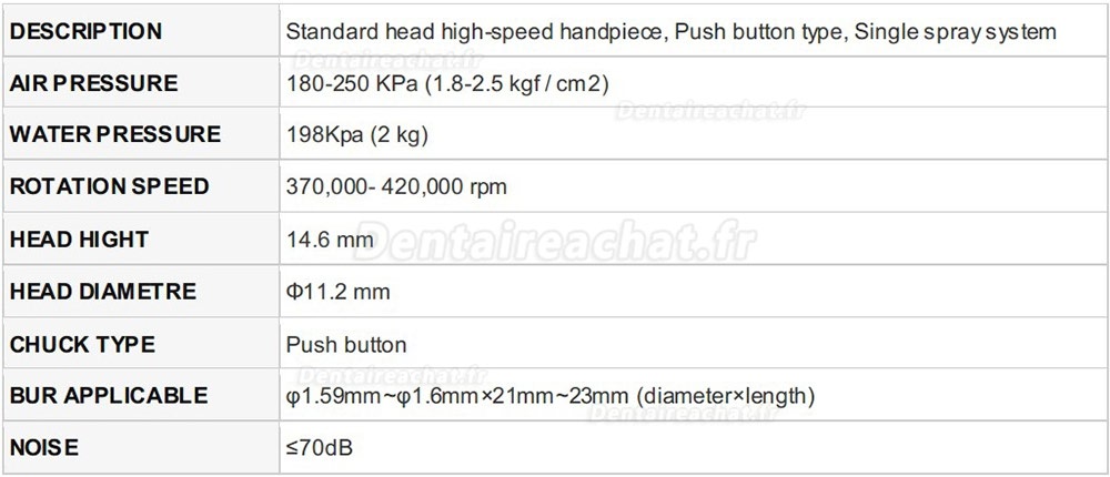 Being® Lotus 401P turbine dentaire tête standard sans lumiere sans raccord rapide