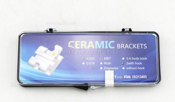 5Paquet/100 pièces Céramique Bracket Orthodontique Esthétique MBT 022 3 Hooks