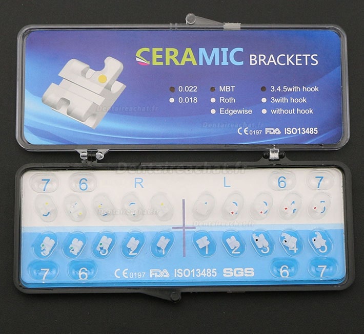 5Paquet/100 pièces Céramique Bracket Orthodontique Esthétique MBT 022 345 Hooks