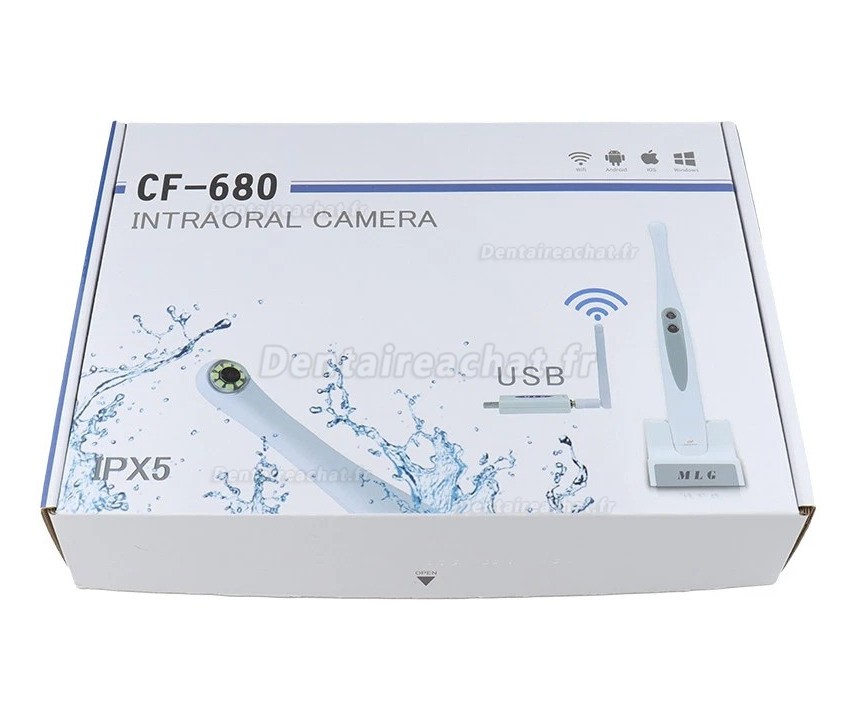Cam&eacute;ra intra-orale dentaire sans fil MLG CF680, 1080p, avec 8 lumi&egrave;res LED