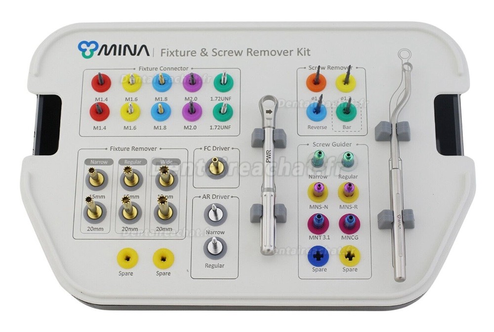 Fixation d'implant dentaire et kit extracteur de vis cassé MINA