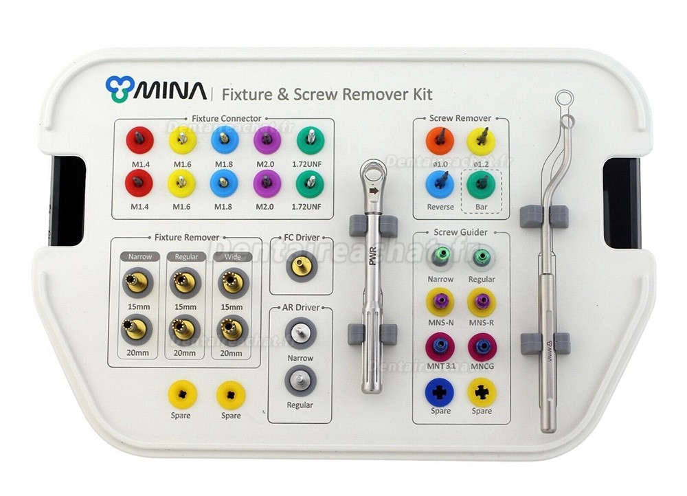 Fixation d'implant dentaire et kit extracteur de vis cassé MINA