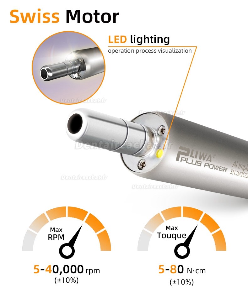 Moteur d'implantologie dentairePluspower® Ai Touch avec contre-angle 20:1
