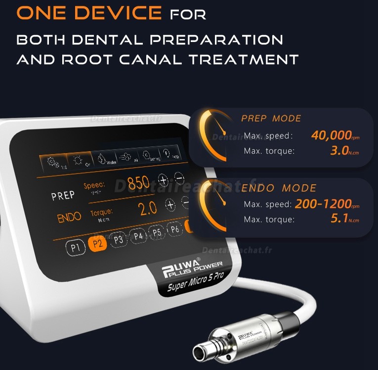 Pluspower® Super Micro S Pro Moteur Endodontie Dentaire (Mode PRÉP/ENDO 2en1)