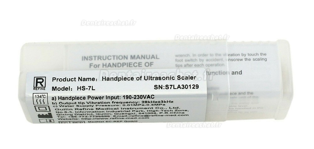 Refine® HS-7L Pièce à main du détartreur ultrasonique compatible avec Satelec Acteon Suprasson P5 LED