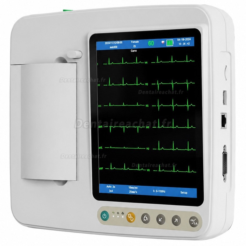 &Eacute;lectrocardiographe SINNOR ECG906 &agrave; 12 d&eacute;rivations, affichage 6 canaux