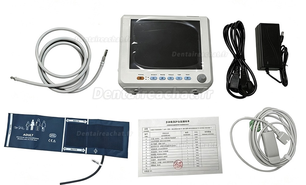 Moniteur patient SINNOR SNP9000L-B 8 pouces, 4 param&egrave;tres (PNI, SpO2, FC, Temp&eacute;rature)
