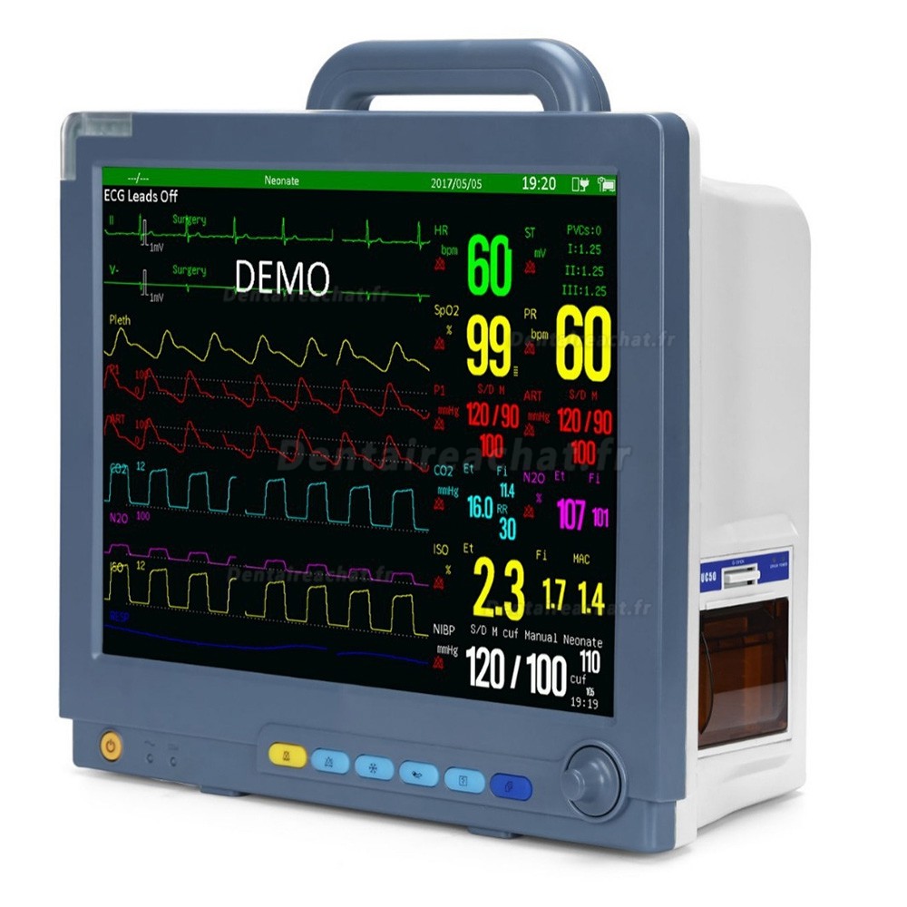 Moniteur patient SINNOR SNP9000M 15 pouces, 8 param&egrave;tres, avec &eacute;cran tactile