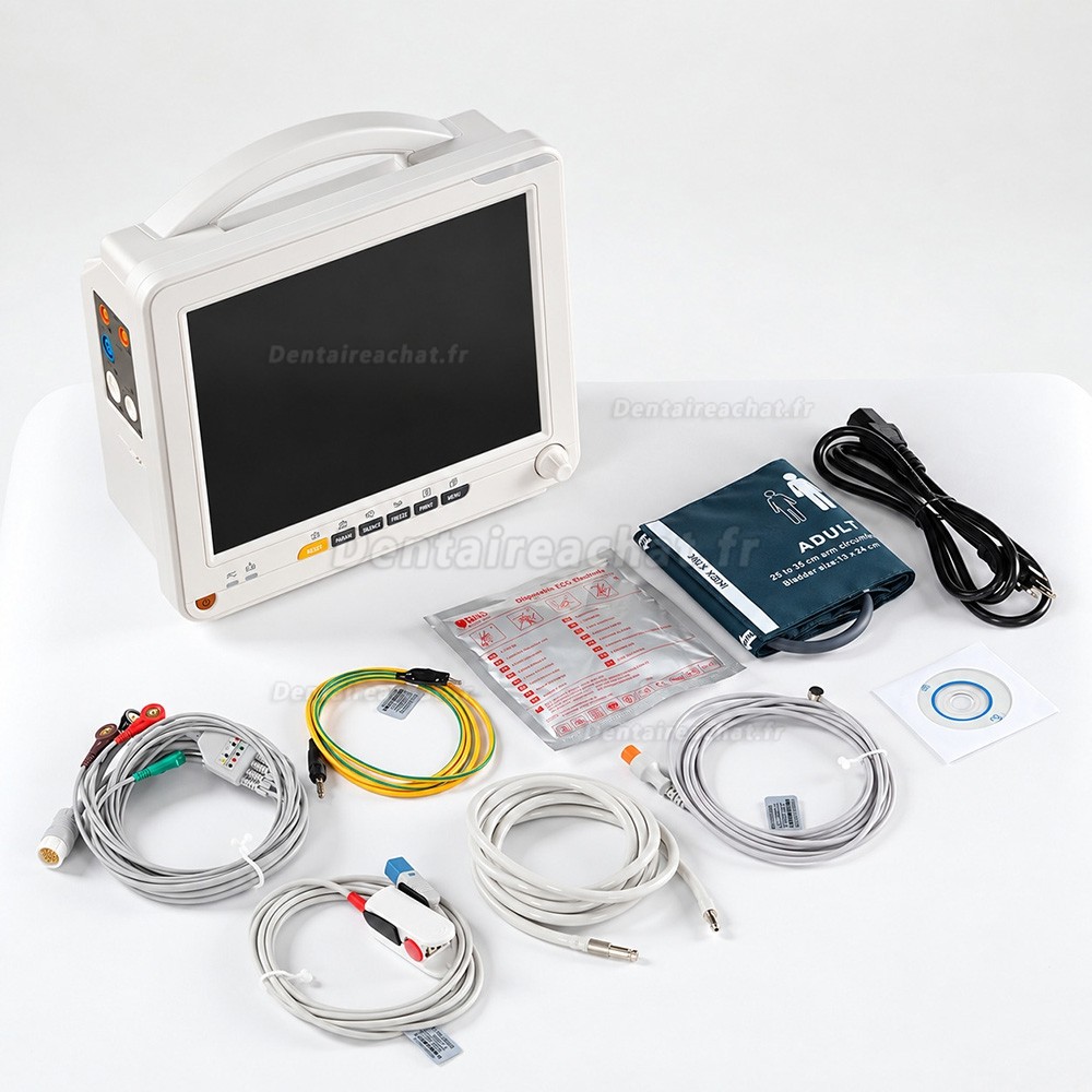 Moniteur patient SINNOR SNP9000N 12 pouces, 6 param&egrave;tres (ECG, RESP, TEMP, PNI, SpO2, FC)