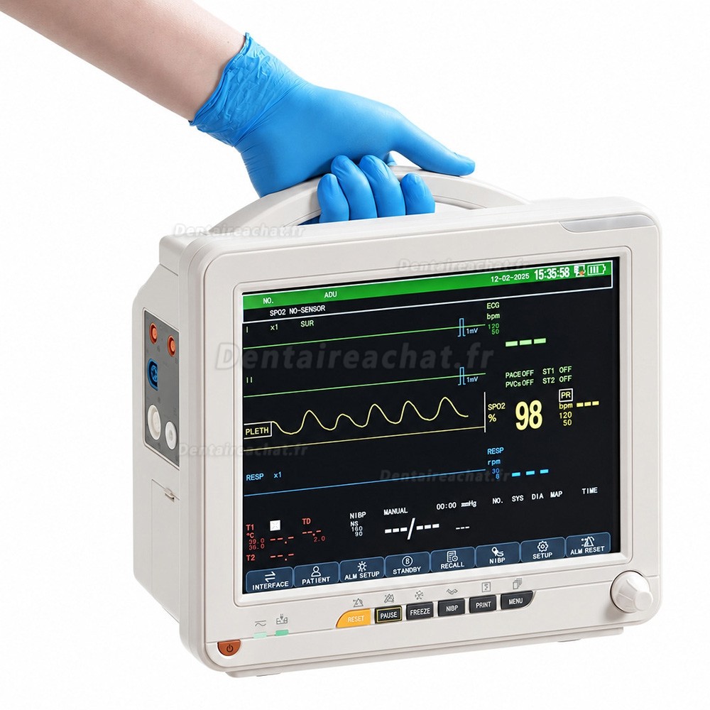 Moniteur patient SINNOR SNP9000N 12 pouces, 6 param&egrave;tres (ECG, RESP, TEMP, PNI, SpO2, FC)
