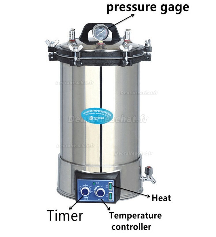 Stérilisateur à vapeur d'acier inoxydable (portatif stérilisateur d'autoclave) 18L/24L YX-18/24LDJ