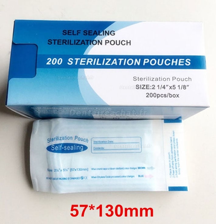 200 Pièces Sachet de stérilisation pour autoclave auto-scellants indicateurs doubles 57 * 130mm