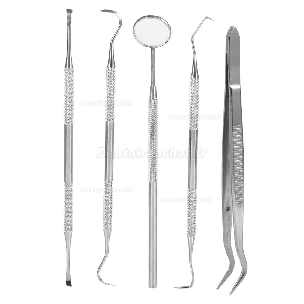 5pièces / kit hygiène Soins dentaires dents Oral Bouche Scaler Miroir faucille Outils à main