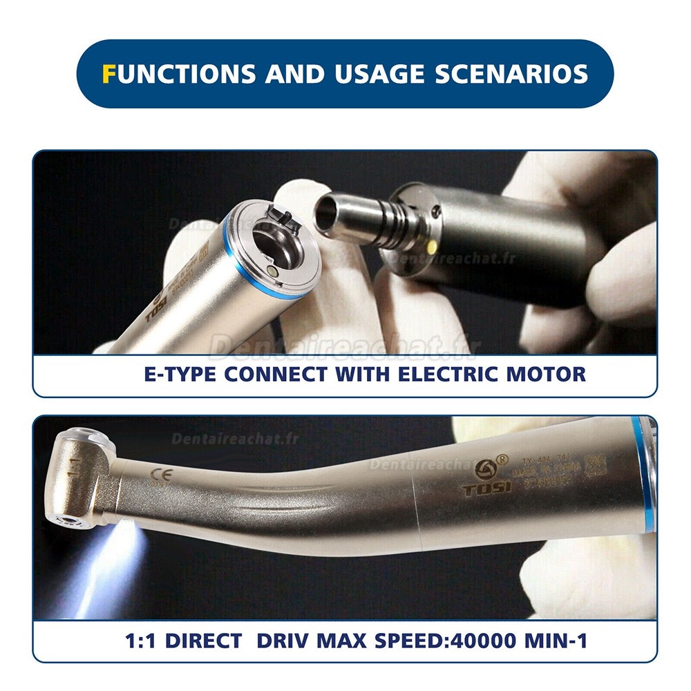 TOSI TX-414-741 Contre-angle bague bule 1:1 à fibre optique type E