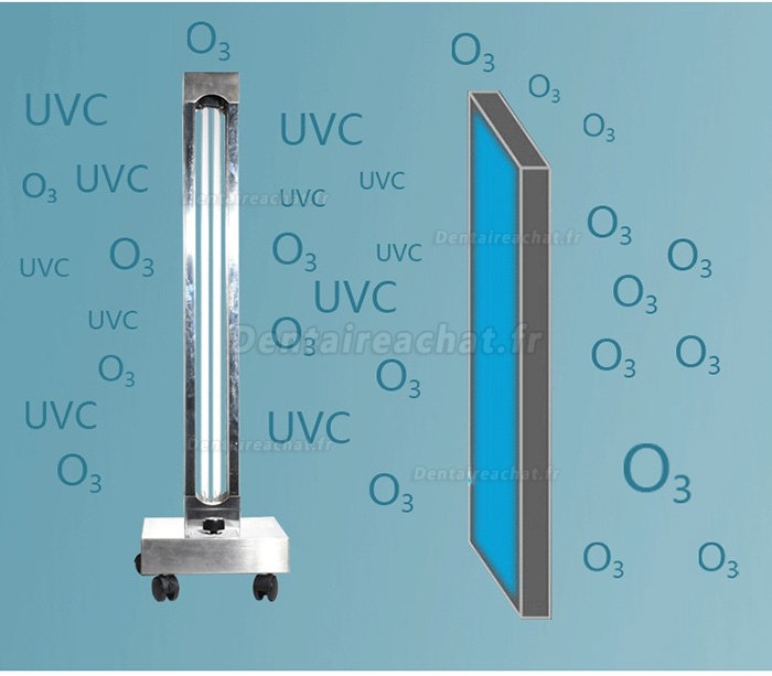 150W UV + Ozone chariot de désinfection lampe ultraviolette lampe de stérilisation lampe uvc germicide lumière