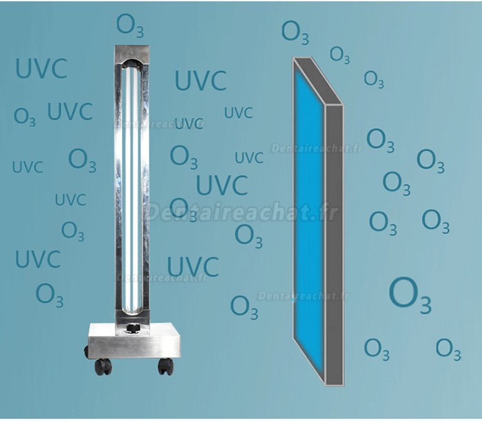 150W UV + Ozone chariot de désinfection lampe ultraviolette lampe de stérilisation lampe uvc germicide lumière
