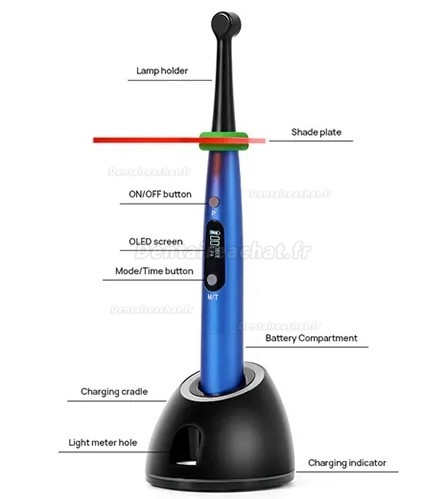 Lampe photopolymeriser dentaire VRN DV-50 avec détection des caries + radiomètre à led dentaire