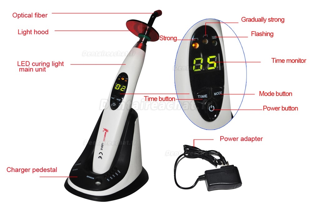 Woodpecker® Type.E lampe polymeriser dentaire avec radiomètre à led