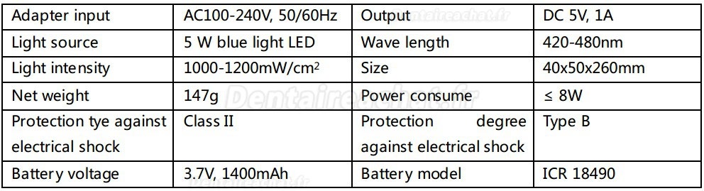 Woodpecker® Type.E lampe polymeriser dentaire avec radiomètre à led