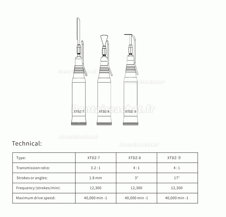 Pièce à main oscillante et alternative (pièce à main coupe d'os) pour chirurgie implantaire dentaire