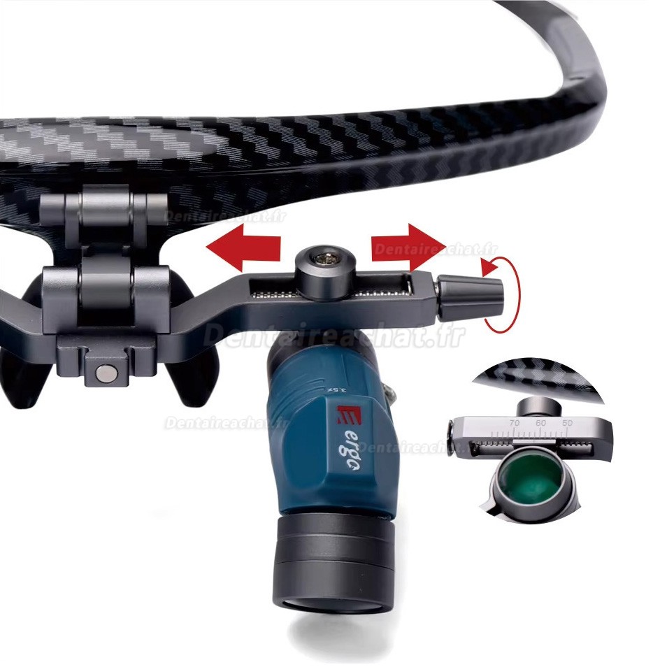 Loupes ergonomiques dentaires YUYO EL+WL-ii (grossissements 3,5x, 5x, 7x) avec lampe frontale