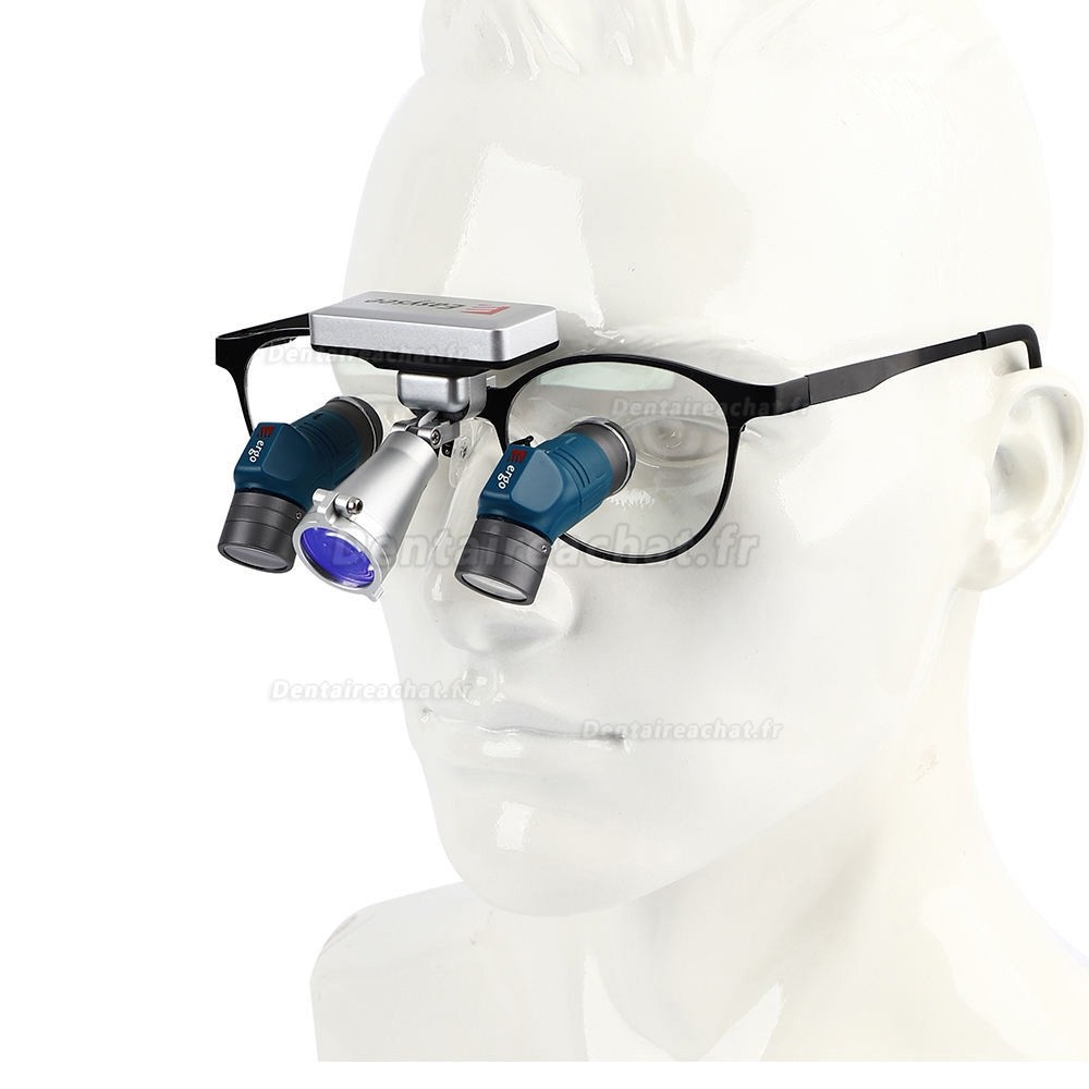 Loupes dentaires ergonomiques YUYO ET-2+WL-2-001-II (grossissements 3,5x, 5x, 7x) + &eacute;clairage chirurgical frontal