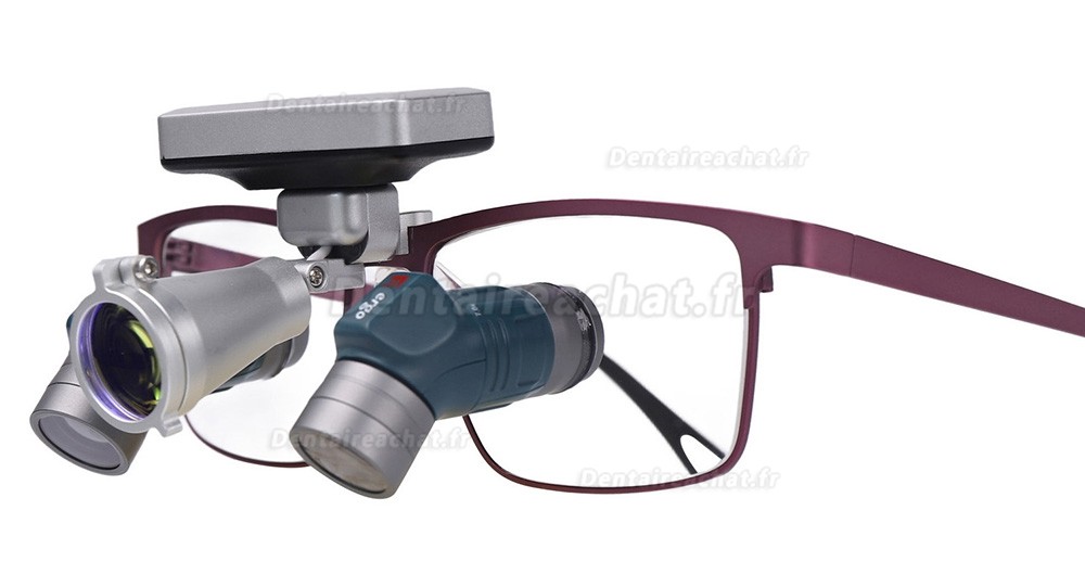 Loupes dentaires ergonomiques YUYO ET-2+WL-2-001-II (grossissements 3,5x, 5x, 7x) + &eacute;clairage chirurgical frontal