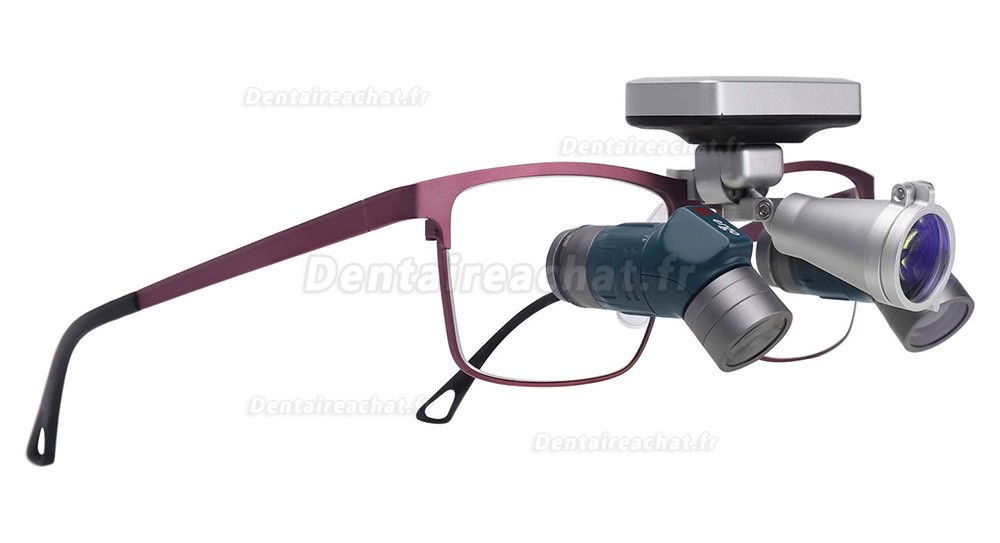 Loupes dentaires ergonomiques YUYO ET-2+WL-2-001-II (grossissements 3,5x, 5x, 7x) + &eacute;clairage chirurgical frontal