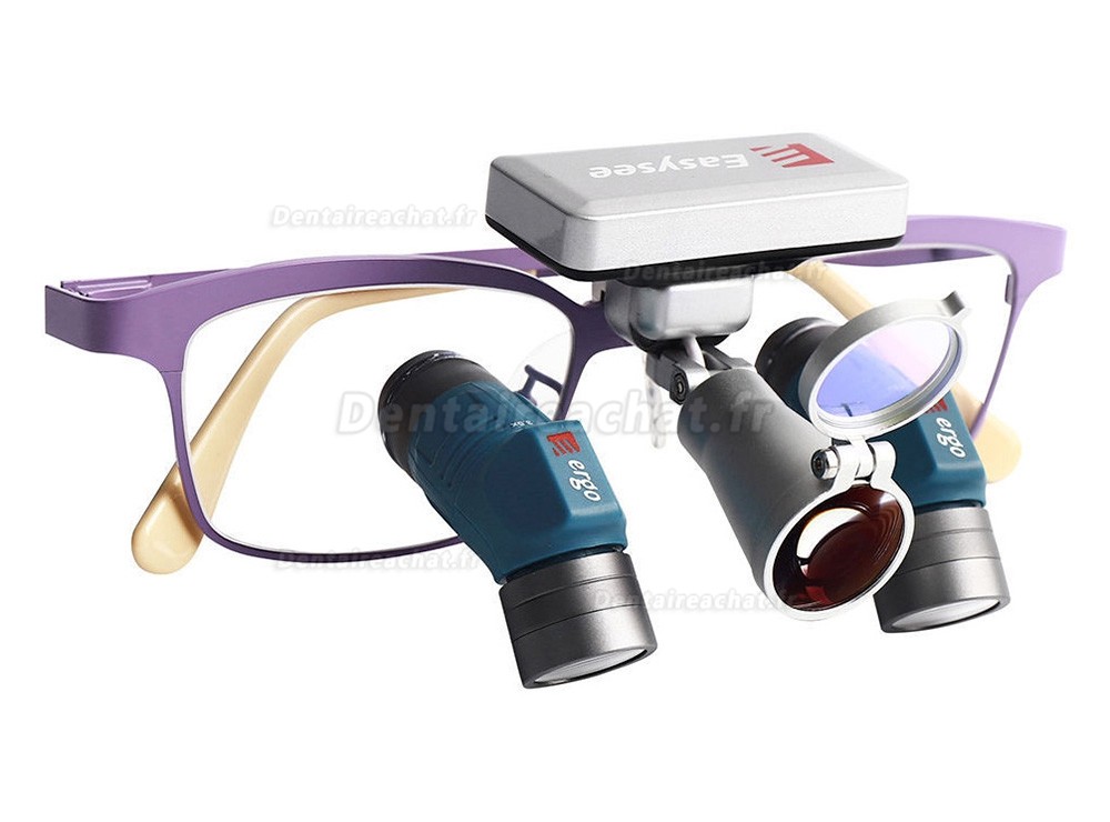 Loupes dentaires ergonomiques YUYO ET-2+WL-2-001-II (grossissements 3,5x, 5x, 7x) + &eacute;clairage chirurgical frontal