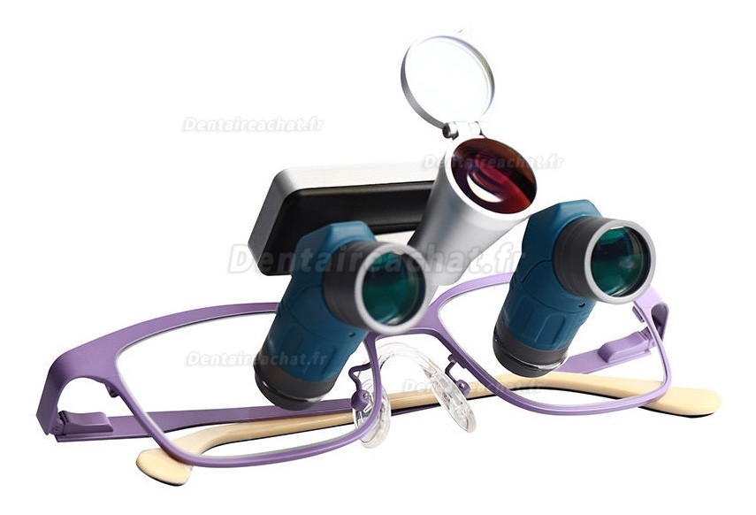 Loupes dentaires ergonomiques YUYO ET-2+WL-2-001-II (grossissements 3,5x, 5x, 7x) + &eacute;clairage chirurgical frontal