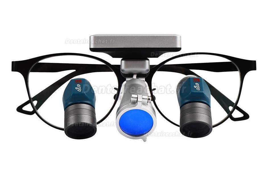 Loupes dentaires ergonomiques YUYO ET-2+WL-2-001-II (grossissements 3,5x, 5x, 7x) + &eacute;clairage chirurgical frontal