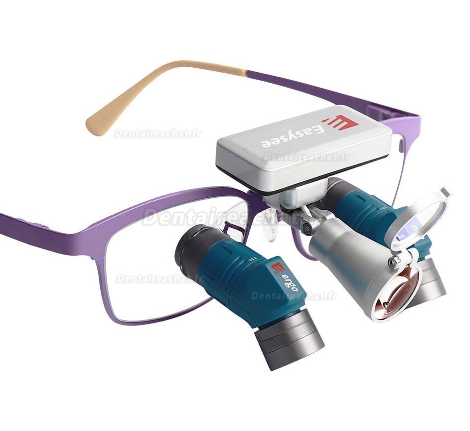 Loupes dentaires ergonomiques YUYO ET-2+WL-2-001-II (grossissements 3,5x, 5x, 7x) + &eacute;clairage chirurgical frontal