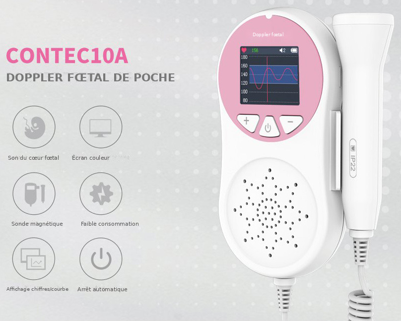 Doppler f&oelig;tal de poche CONTEC 10A &ndash; Moniteur de sons f&oelig;taux
