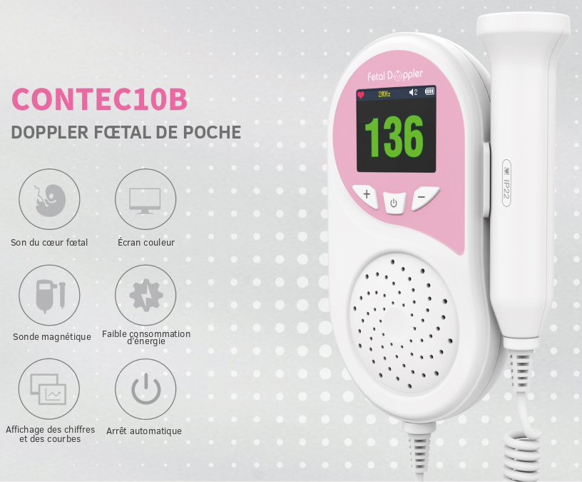Doppler f&oelig;tal de poche CONTEC 10B (moniteur de sons f&oelig;taux)