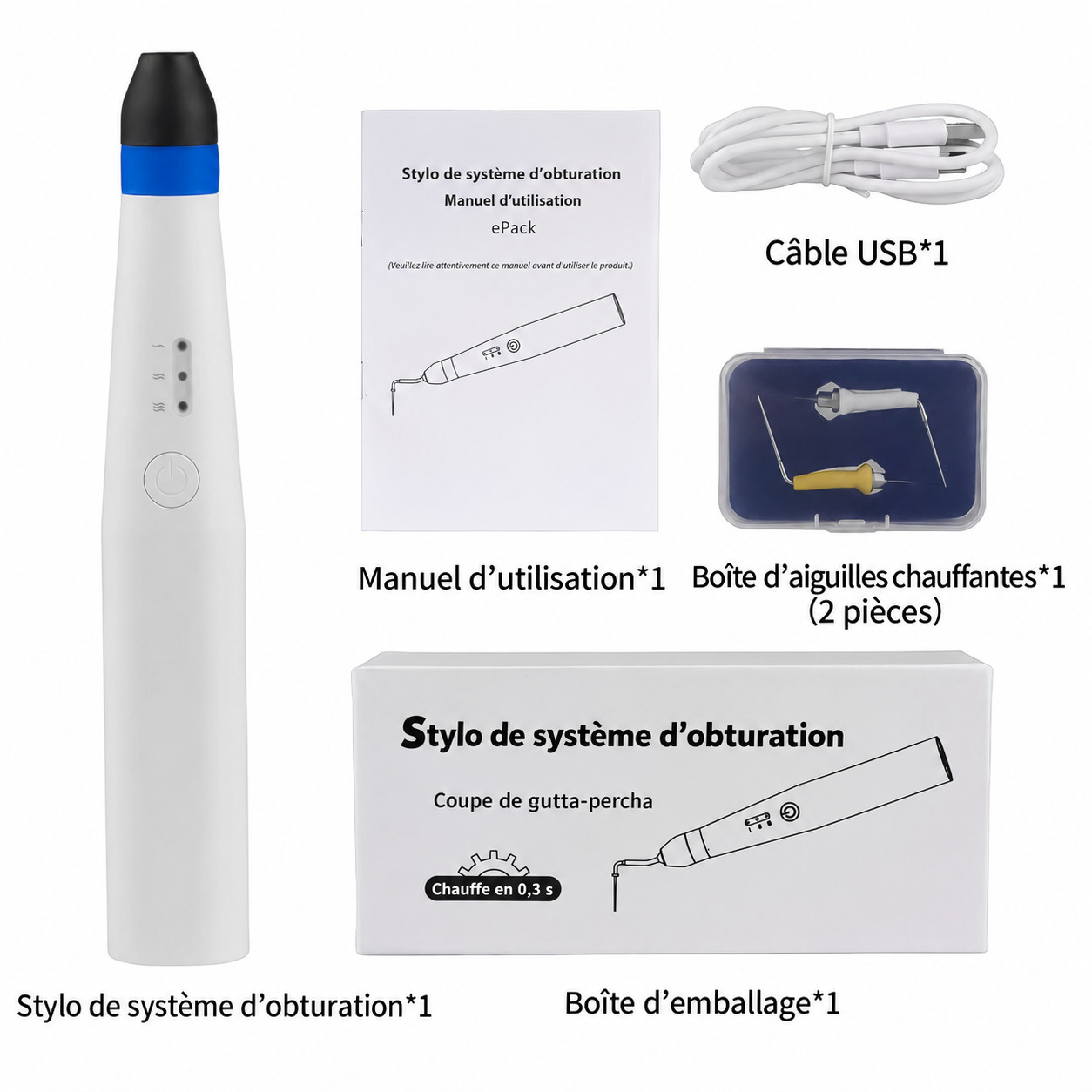 Coupe gutta-percha endodontique à chauffage rapide avec 2 embouts Coupe gutta-percha endodontique à chauffage rapide avec 2 embouts
