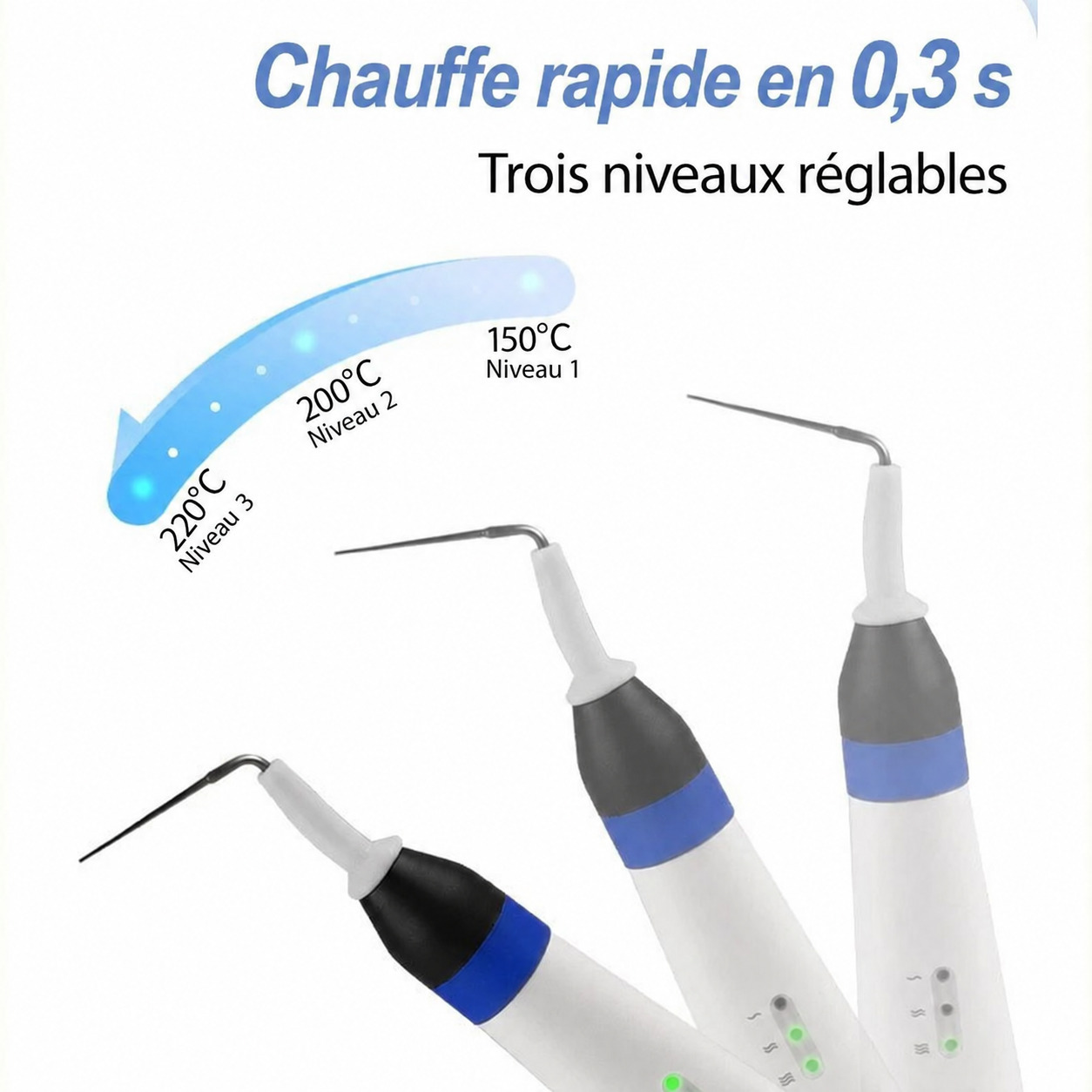 Coupe gutta-percha endodontique à chauffage rapide avec 2 embouts Coupe gutta-percha endodontique à chauffage rapide avec 2 embouts