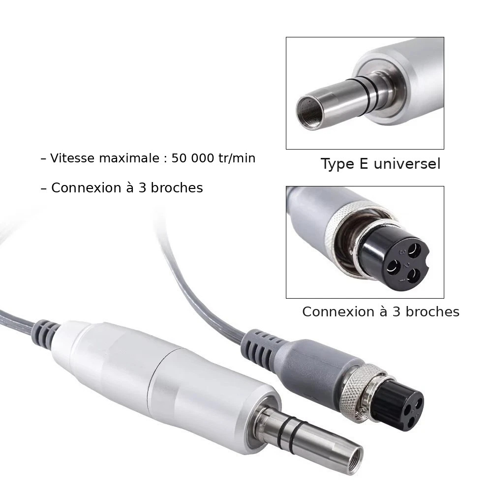 Moteur sans balais (brushless) de type E, 50 000 tr/min, pour laboratoire dentaire