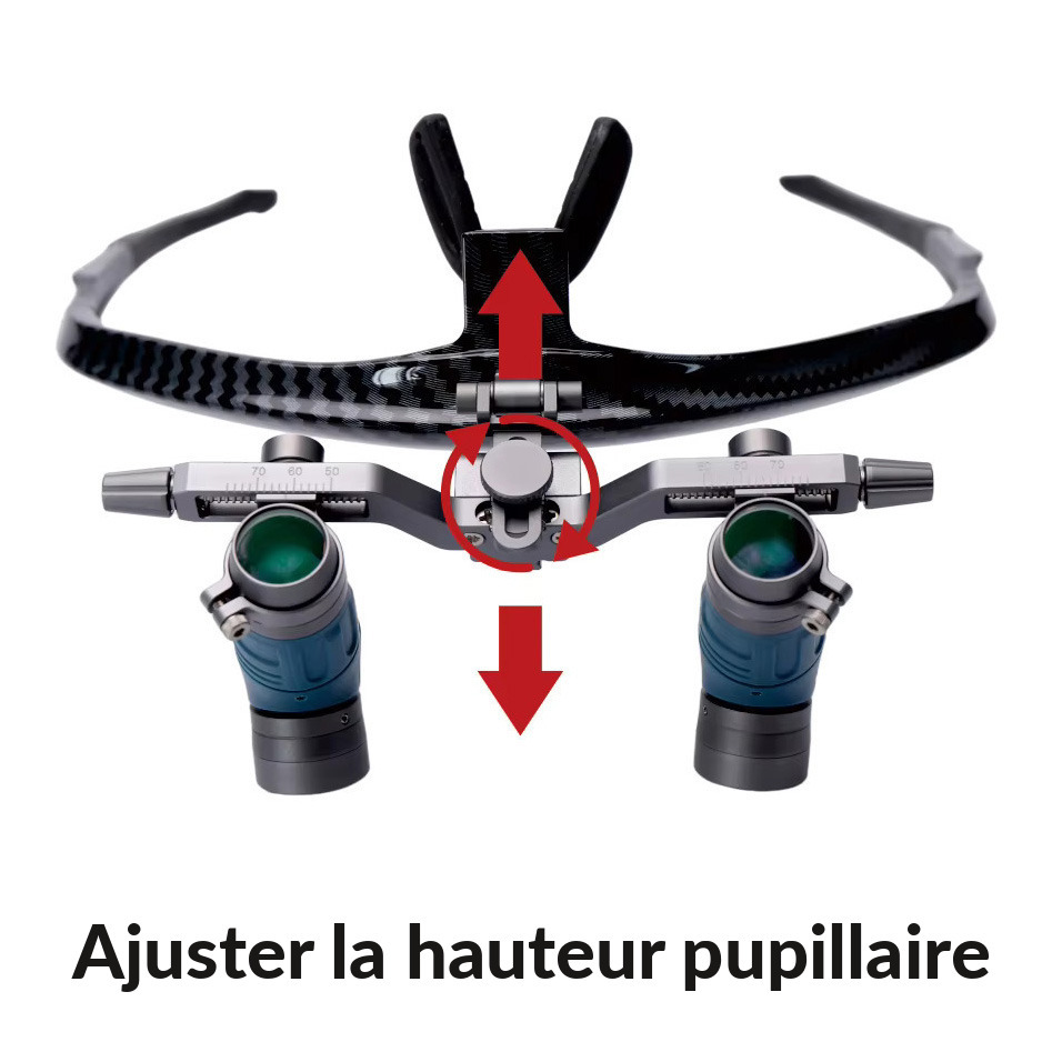 Loupes ergonomiques dentaires YUYO EL+WL-ii (grossissements 3,5x, 5x, 7x) avec lampe frontale Loupes ergonomiques dentaires YUYO EL+WL-ii (grossissements 3,5x, 5x, 7x) avec lampe frontale