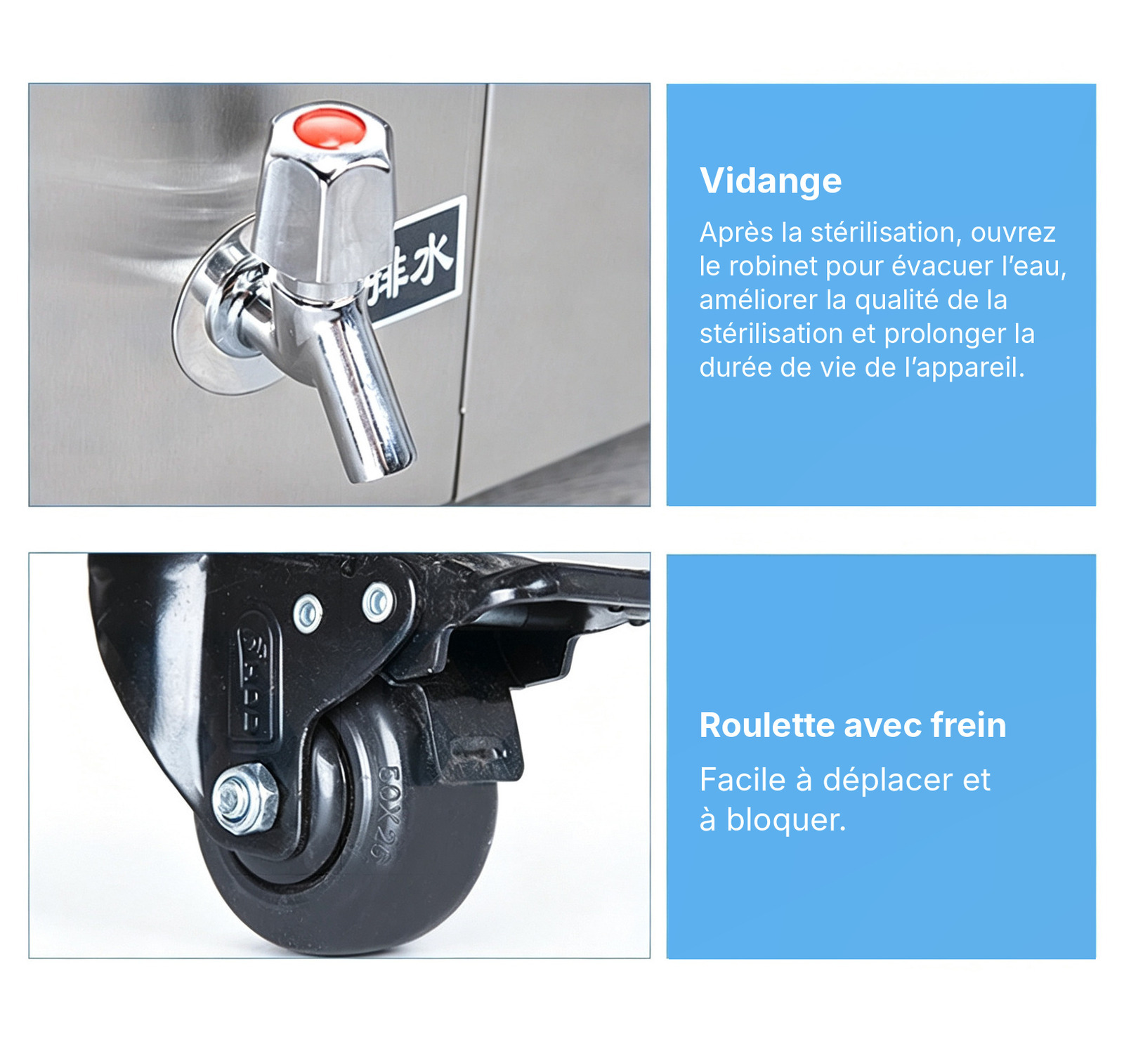 Autoclave dentaire vertical &agrave; vapeur sous pression (35 L / 50 L / 75 L / 100 L)