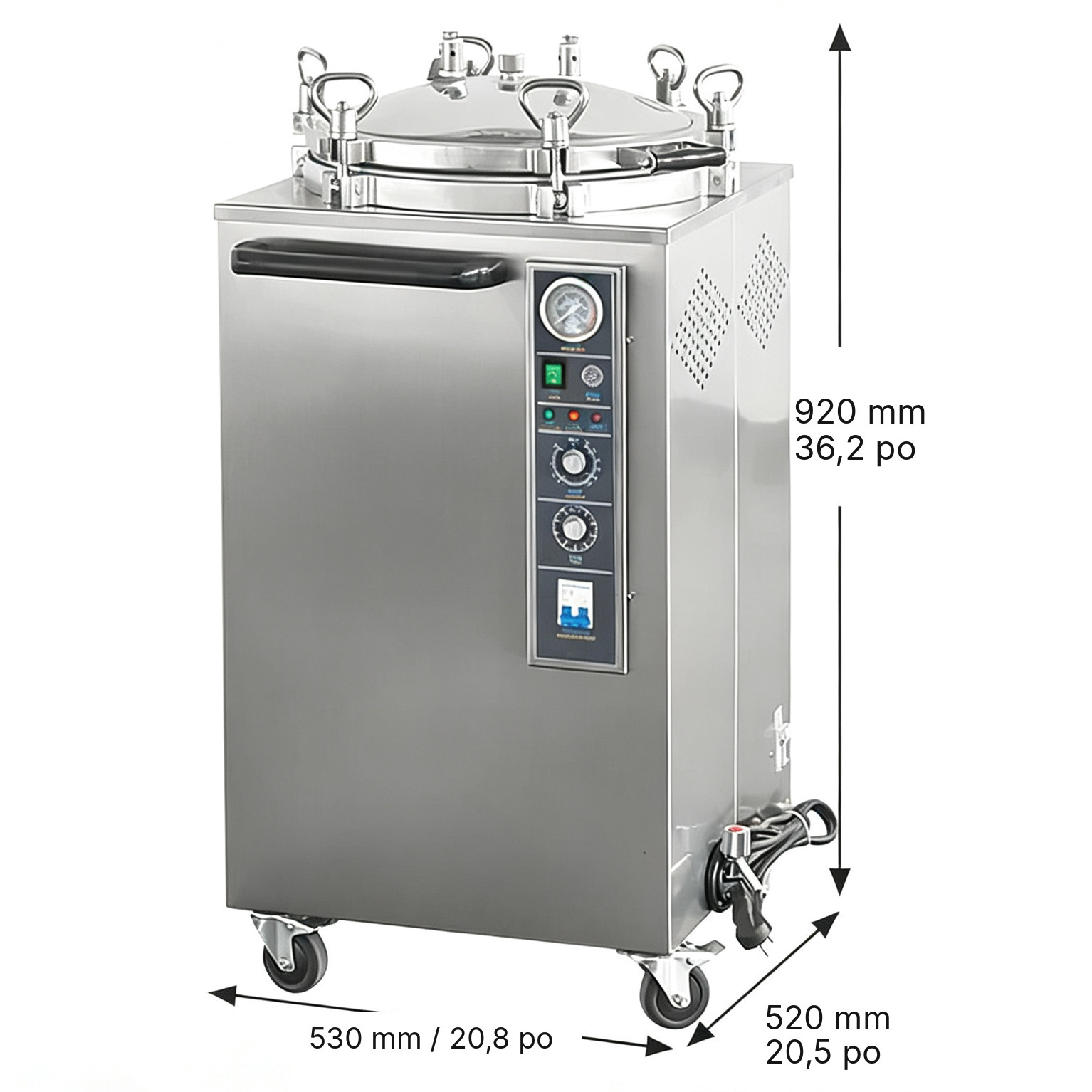 Autoclave dentaire vertical &agrave; vapeur sous pression (35 L / 50 L / 75 L / 100 L)
