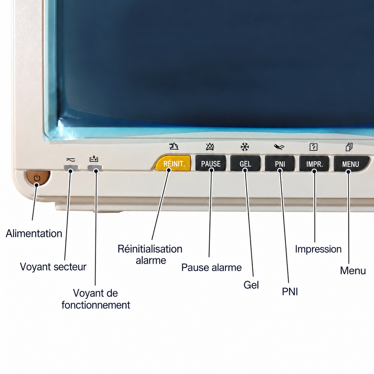 Moniteur patient SINNOR SNP9000N 12 pouces, 6 param&egrave;tres (ECG, RESP, TEMP, PNI, SpO2, FC)