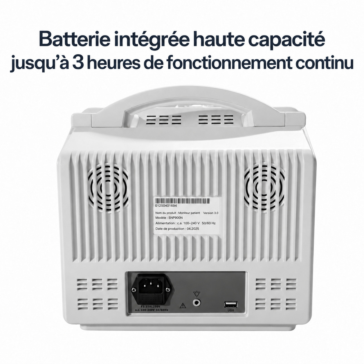 Moniteur patient SINNOR SNP9000N 12 pouces, 6 param&egrave;tres (ECG, RESP, TEMP, PNI, SpO2, FC)